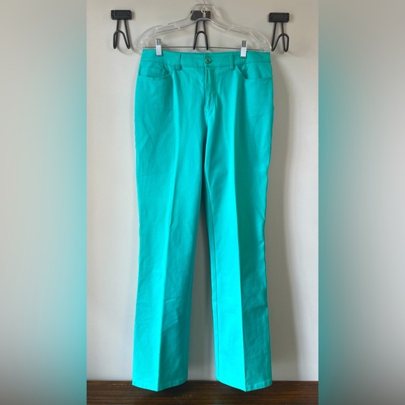 Peace of Cloth, women’s 8, aqua turquoise trousers cotton spandex business work - Picture 1 of 9